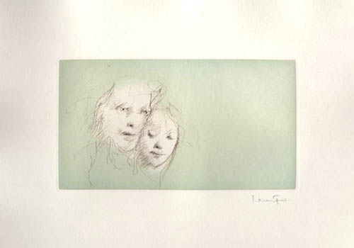 Leonor Fini - Les Etrangers - Le Bioma - 1976 color etching